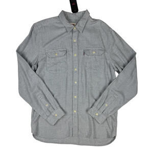 Levi's Cotton Flannel Button-Up Knit Shirt Grey Size L